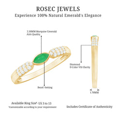 East West Set Marquise Emerald and Diamond Promise Ring