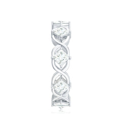 Certified Princess Cut Moissanite Wedding Band Ring
