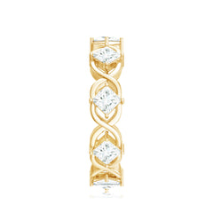 Certified Princess Cut Moissanite Wedding Band Ring