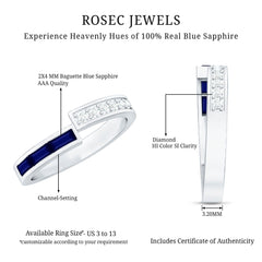 Blue Sapphire and Diamond Band Ring