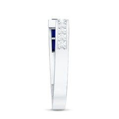 Blue Sapphire and Diamond Band Ring