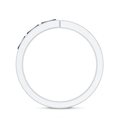 Blue Sapphire and Diamond Band Ring