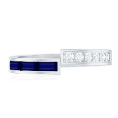 Blue Sapphire and Diamond Band Ring