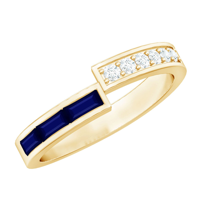 Blue Sapphire and Diamond Band Ring