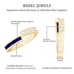 Blue Sapphire and Diamond Band Ring