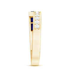 Blue Sapphire and Diamond Band Ring