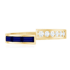 Blue Sapphire and Diamond Band Ring