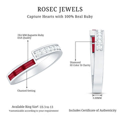 Natural Baguette Ruby Diamond Band Ring for Anniversary