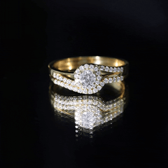 Round Moissanite Bypass Wedding Ring Set