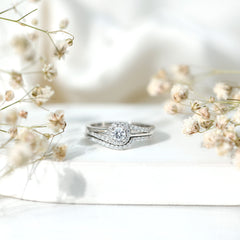 Round Moissanite Bypass Wedding Ring Set
