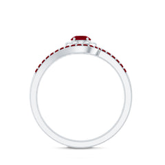 Natural Ruby Diamond Wedding Engagement Ring Set for Women