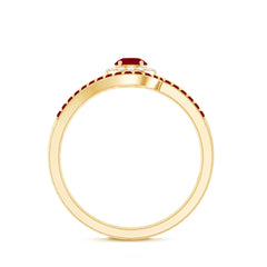 Natural Ruby Diamond Wedding Engagement Ring Set for Women