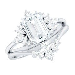 Designer Emerald Cut Moissanite Wedding Ring Set for Women
