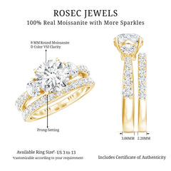 Certified Moissanite Classic Bridal Ring Set