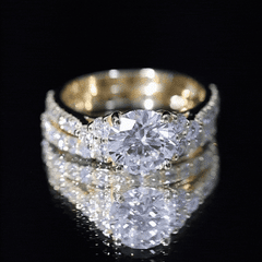 Certified Moissanite 8MM Engagement Ring with Stackable Band