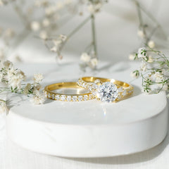 Certified Moissanite 8MM Engagement Ring with Stackable Band