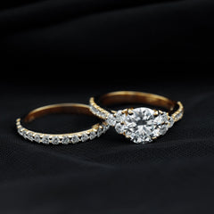 Certified Moissanite 8MM Engagement Ring with Stackable Band