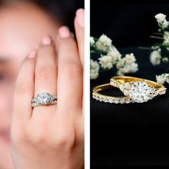 Certified Moissanite 8MM Engagement Ring with Stackable Band