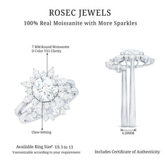 Flower Inspired Moissanite Halo Engagement Ring with Enhancer