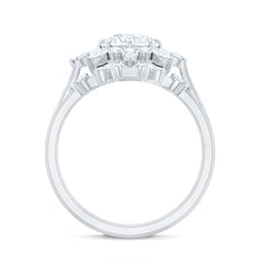 Flower Inspired Moissanite Halo Engagement Ring with Enhancer