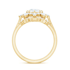 Flower Inspired Moissanite Halo Engagement Ring with Enhancer