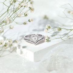 Heart Shape Moissanite Wedding Ring Set For Women