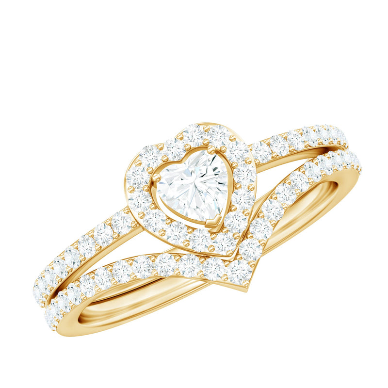 Heart Shape Moissanite Wedding Ring Set For Women