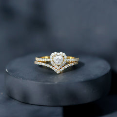 Heart Shape Moissanite Wedding Ring Set For Women