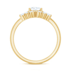 Round Cut Moissanite Bridal Ring Set with Certificate