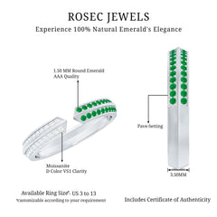 Contemporary Emerald and Moissanite Open Wedding Band Ring