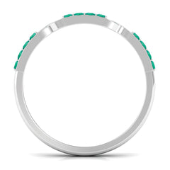 Real Emerald Interlocking Wedding Band with Certificate