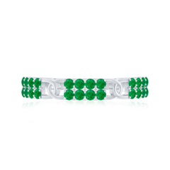 Real Emerald Interlocking Wedding Band with Certificate