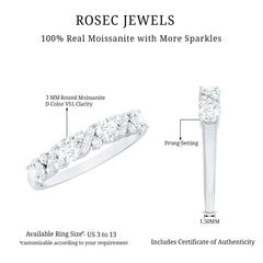 Certified Moissanite Half Eternity Stackable Band Ring