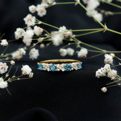 London Blue Topaz Semi Eternity Band with Diamond