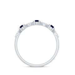 Natural Blue Sapphire and Diamond Half Eternity Band Ring