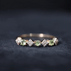 Natural Peridot Diamond Half Eternity Ring for Women