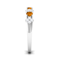 Natural Citrine and Diamond Half Eternity Band Ring in Gold