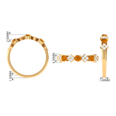Natural Citrine and Diamond Half Eternity Band Ring in Gold