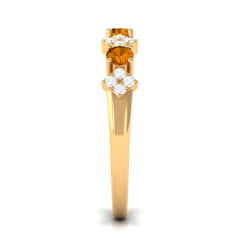 Natural Citrine and Diamond Half Eternity Band Ring in Gold