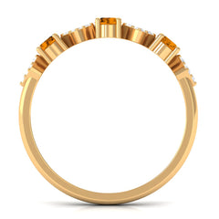 Natural Citrine and Diamond Half Eternity Band Ring in Gold