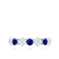 Certified Lab Grown Blue Sapphire Diamond Half Eternity Ring for Women