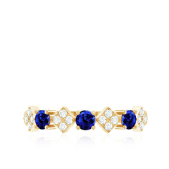 Certified Lab Grown Blue Sapphire Diamond Half Eternity Ring for Women