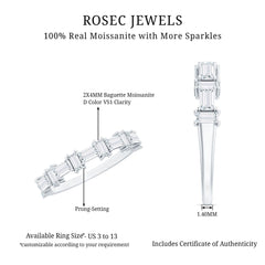 Baguette Cut Moissanite Designer Half Eternity Ring
