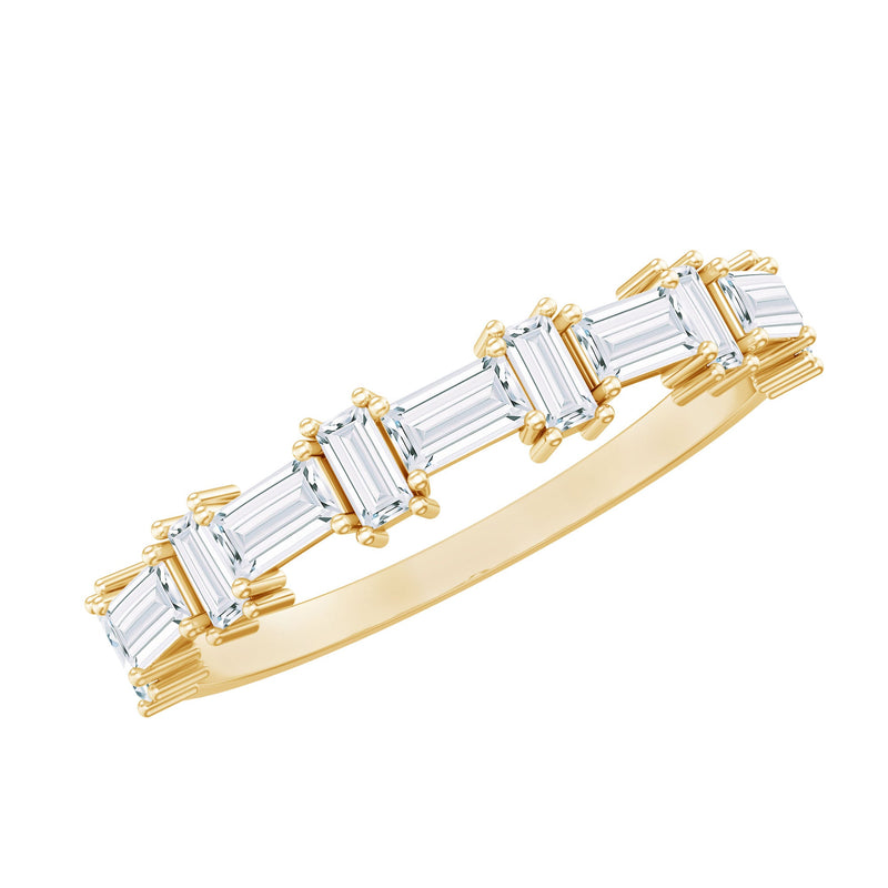 Baguette Cut Moissanite Designer Half Eternity Ring
