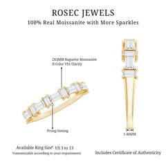 Baguette Cut Moissanite Designer Half Eternity Ring