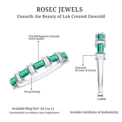 Certified Baguette Lab Grown Emerald Diamond Half Eternity Ring