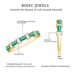 Certified Baguette Lab Grown Emerald Diamond Half Eternity Ring