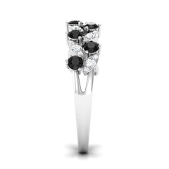 Black Onyx and Diamond Half Eternity Leaf Band for Women