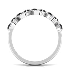 Black Onyx and Diamond Half Eternity Leaf Band for Women
