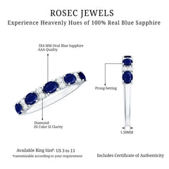 Certified Blue Sapphire and Diamond Eternity Band